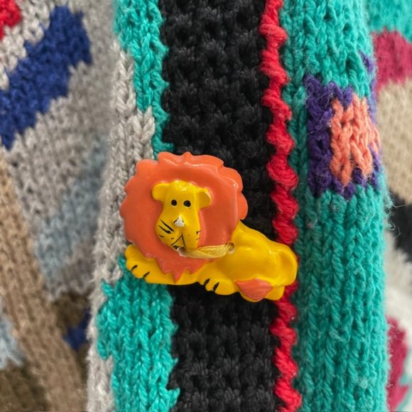Vintage 90's Alfonso Pozo for Globetrotter "Jungle Animal" Cardigan Sweater - Picture 9 of 13